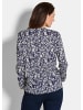 GOLDNER Kurzgröße:  Elegantes Blusenshirt mit V-Ausschnitt in blau / gemustert