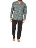 NORMANN Durchknöpfbare Pyjama Schlafanzug langarm Karo - 82994 in grau