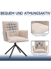 Home Nature Wohnkonzept Essstuhl aus Cord quadratisch 360° drehbar in Beige 50x47x92 cm