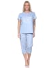 NORMANN Schlafanzug Caprihose kurzarm Karo-Optik 126 10 800 in blau