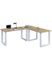 VCM  U Schreibtisch Eckschreibtisch L Form 190x190x50 in Silber / Honig-Eiche