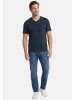 Redmond T-Shirt Basic in Dunkelblau / schwarz