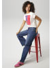 Aniston CASUAL Shirtbluse in wollweiß-orange-rot-pink-rosa-blau-jeansblau