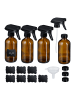 relaxdays 4 x Sprühflasche in Braun/ Schwarz - 250 ml