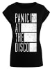 F4NT4STIC Extended Shoulder T-Shirt Panic At The Disco Block Text in schwarz