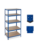 relaxdays Schwerlastregal in Blau - (B)90 x (H)180 x (T)60 cm