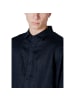 Armani Exchange Blau Leinen Businesshemd
