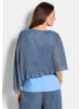 GOLDNER Plisseeshirt Asymmetrisches Blusenshirt mit Glanzgarn in blau