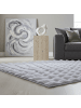KADIMA DESIGN Teppich Waschbar Hochflor Uni Polyester Wohnzimmer in Silber