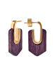 Holzkern Damen-Ohrringe Ohrstecker Sequoia Amaranth/Goldfarben