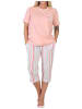 NORMANN Schlafanzug Capri kurzarm Streifenoptik Übergrössen 125 204 90 667 in apricot