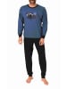 NORMANN langarm Schlafanzug Bündchen Pyjama - 87963 in blau-melange