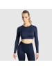 SMILODOX Crop Longsleeve Maysa in Marineblau