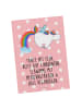 Mr. & Mrs. Panda Postkarte Einhorn Pegasus mit Spruch in Rot Pastell