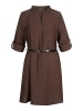 Cloud5ive Cloud5ive Musselin  Dress with turn-up sleeves and belt in brown