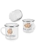 Mr. & Mrs. Panda Camping Emaille Tasse 10. Hochzeitstag Rosenhoc... in Weiß