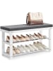 SONGMICS Schuhbank Bambou in Weiß-Grau - (B)90 x (H)48.8 x (T)30.2 cm