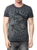 Rusty Neal T-Shirt Verwaschen mit Skull-Print in Anthrazit