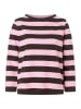 More & More kompaktes 3/4 Arm-Boxy-Blockstreifenshirt in rose/brown stripes