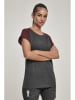 Urban Classics Urban Classics Damen Ladies Contrast Raglan Tee in charcoal/redwine