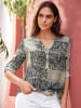 Heine Druckbluse in oliv-sand-bedruckt