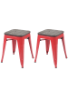MCW 2er-Set Hocker A73 im Industriedesign stapelbar, Rot