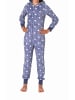 NORMANN Jumpsuit Schlafanzug Overall Coralfleece Tupfen - 76788 in blau