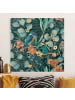 WALLART Leinwandbild - Blumenparadies Eisvogel und Kolibri in Grün