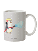 Mr. & Mrs. Panda Tasse Feuerwehrfrau Herz ohne Spruch in Grau Pastell