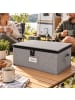 relaxdays 2 x Aufbewahrungsbox für Geschirr "Tassen" in Grau - (B)41,5 x (H)17 x (T)34 cm