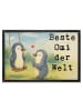 Mr. & Mrs. Panda Eingangsteppich Pinguin Beste Omi der Welt Desi... in Weiß