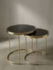 KADIMA DESIGN Satztisch 2er-Set | Schwarz/Gold, Metall/Glas