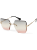 styleBREAKER Rechteckige Sonnenbrille in Gold/Grau-Apricot Verlauf