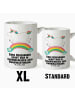Mr. & Mrs. Panda weisse tasse Einhorn Regenbogen mit Spruch in Weiß