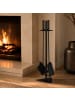 relaxdays 4-teilige  Kaminbesteck in Schwarz