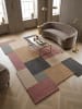 KADIMA DESIGN Wollteppich Kurzflor HALLEIN Geometrisch Abstrakt Naturfaser in Grau-Rosa