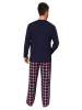 NORMANN Schlafanzug lang Pyjama FlanellHose Karo - 75015 in marine