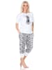 NORMANN Kurzarm Schlafanzug Capri Pyjama Shorty - 84886 in weiß