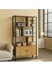 relaxdays Bücherregal in Natur/ Schwarz - (B)74 x (H)154,5 x (T)30 cm