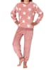 NORMANN langarm Schlafanzug Bündchen Sterne Coralfleece - 76983 in rosa