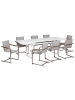 Beliani 9-tlg Gartentisch Set VALCANETTO/COSOLETO in Weiß/Beige/Silber
