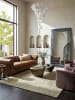KADIMA DESIGN Wollteppich Kurzflor LEVEN Floral Naturfaser Wohnzimmer in Grün-Beige