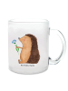 Mr. & Mrs. Panda Tasse Igel Blumen ohne Spruch in Transparent