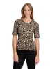 Betty Barclay Basic Shirt mit Rippenstruktur in Khaki/Schwarz