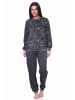NORMANN Frottee Pyjama Schlafanzug Bündchen Sterne Design - 69391 in anthrazit