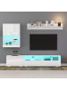 ABRIHOME TV Schrank mit Vitrine, Flexible Länge bis 265 cm in Weiß