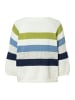 More & More leichter 3/4 Arm Pullover, Lochstrick-Details in block stripes pullover