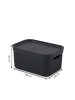Rotho Jive Dekobox 3er-Set Aufbewahrungskorb 5l in Holzkohle schwarz gedeckt