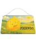 Mr. & Mrs. Panda Holzbild Beste Freunde Zitrone Design mit Spruch in Weiß