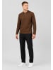 Sublevel Elegantes Poloshirt Reißverschluss Polokragen in Dunkelbraun